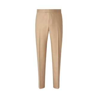 Ermenegildo Zegna Lange Formele Broek - Heren - Slim Fit Broeken - Bruin - L - Linnen - Broeken