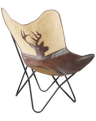 LR Home Lr Home Hugo Color Block Country Handmade Leather Butterfly Chair