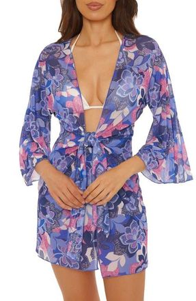 BECCA by Rebecca Virtue Lanai Mesh Cover-Up Tunic in Purple Multi at Nordstrom, Size Medium