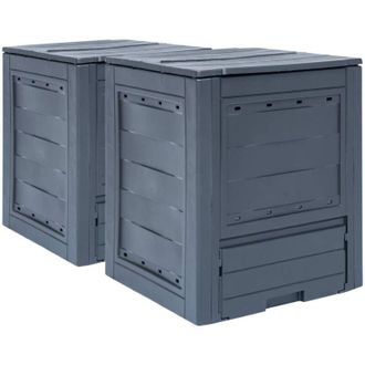 vidaXL Compostadores De Jard&iacute;n 2 Unidades Gris 520 L 60x60x73 Cm Vidaxl