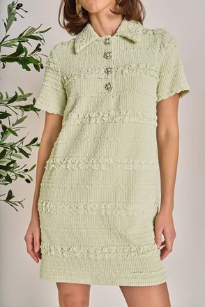 English Factory Textured Mini Dress In Pistachio