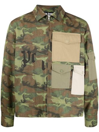 Palm Angels Overhemd met camouflageprint zak - Groen