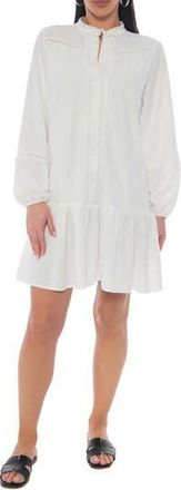 Tash And Sophie Long Sleeve Drop Waist Shirtdress in White at Nordstrom Rack, Size X-Large