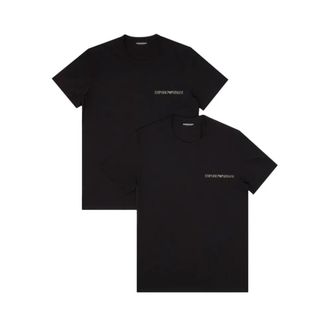 Emporio Armani Heritage T-shirt Pak x 2 Zwart Katoen - Heren - T-shirts - Zwart - S - Katoen - Tops