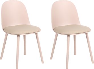 Beliani Conjunto De 2 Sillas De Comedor De Piel Sint&eacute;tica Con Estructura Sint&eacute;tica Beige Ankeny