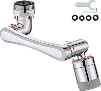 OEM Grifo Universal, 1080 Grados, Funci&oacute;n De Ahorro De Energ&iacute;a, Dos Modos: Ducha/burbujas, Cromado, Plateado