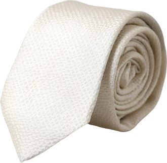 Dolce & Gabbana Mens Textured Silk Necktie - Ivory - One Size