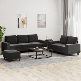 vidaXL Juego De Sof&aacute;s 3 Piezas Tela Negro Vidaxl