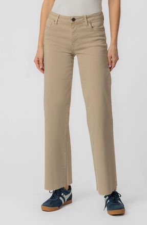 Kut from the Kloth Raw Hem High Waist Ankle Wide Leg Jeans in Oat at Nordstrom, Size 16