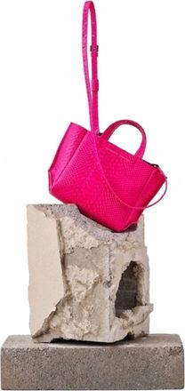 Ampersand As Apostrophe Neon Python Micro Tote Leather In Pink