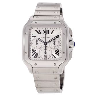 Cartier Santos Chronograph Automatic Silver Dial Mens Watch WSSA0083