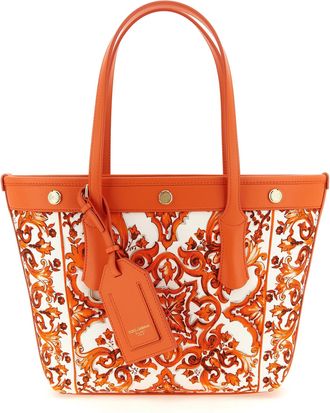 Dolce & Gabbana Orange Cotton Tote Womens Bag