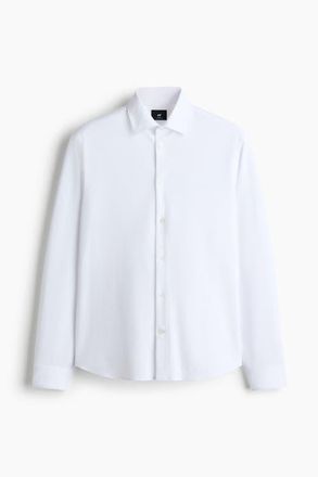H&M Four-way Stretch Slim Fit Shirt in White at Nordstrom, Size Xxx-Large