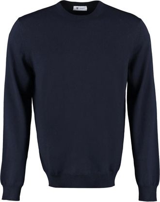 THE (ALPHABET) Geribbelde wollen trui - Heren - Ronde hals truien - Blauw - 2XL - Wol - Truien & Vesten
