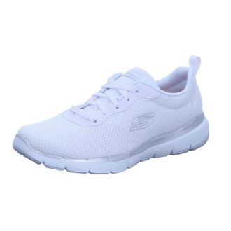Skechers Womens Flex Appeal 3.0 First Insight Trainers, White Mesh Silver Trim, 8 UK