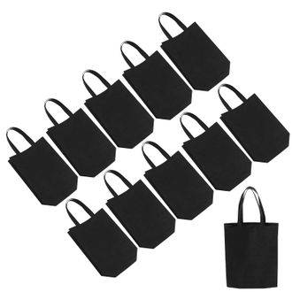 Cabilock 30pcs Reusable Non-woven Shopping Bags with Handles Lightweight Grocery Tote for Fruits Vegetables Books Snacks Storage Black