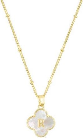 Adornia Mother-of-Pearl Clover Initial Pendant Necklace in White-R at Nordstrom Rack