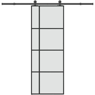 vidaXL Vidaxl - Puerta Corredera Con Set Herrajes Vidrio Esg Aluminio 76x205 Cm