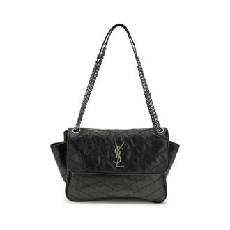 Saint Laurent Monogram Gewatteerde Leren Schoudertas - Dames - Tassen - Zwart - Maat: ONE Size Leer
