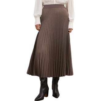 Reiss Kember High Waist Pleated Midi Skirt in Mocha Brown at Nordstrom, Size 10 Us