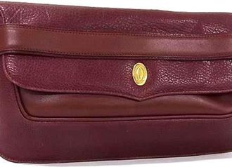 Cartier Bordeaux Leather Clutch Bag (Pre-Owned)