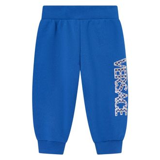 Versace Damier Logo Baby Joggers - male - Versace - Sweatpants - Blue - 18 M - Kids