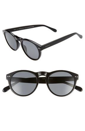 DIFF Eyewear Cody 50mm Polarized Round Sunglasses in Black/Grey at Nordstrom Rack