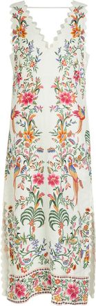 Farm Rio Delicate Forest Printed Linen Maxi Dress - White - S (UK8-10 / S)