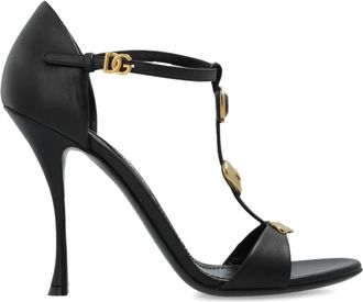 Dolce & Gabbana Sandalettes met hak - Dames - Sandalen met hakken - Zwart - 40 EU - Leer - Schoenen