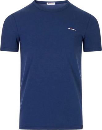 Kiton T-shirt met geborduurd logo - Heren - T-shirts - Blauw - L - Katoen - Tops