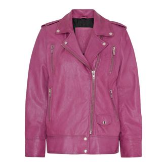 Notyz Notyz - Leren Bikerjack - Dames - Jassen - Roze - Maat: S Leer