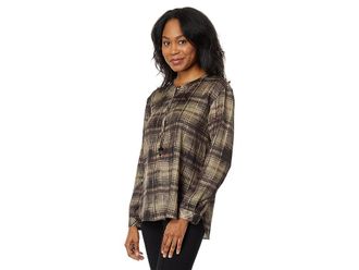 Lyss&eacute; Erica Pullover Shirt Womens Clothing Soft Hunter Plaid : SM, Polyester