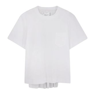 sacai T-Shirts, female, White, Size: M Pleated T-Shirt