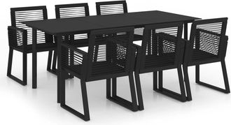 vidaXL Juego De Comedor De Jard&iacute;n 7 Piezas Rat&aacute;n Pvc Negro Vidaxl