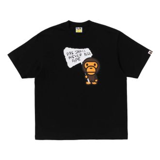 A Bathing Ape Baby Milo Graphic Relaxed Fit T-Shirt Black 0ZXTEMX30210RBKX