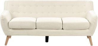 Beliani Beliani - Sofá 3 plazas moderno respaldo capitoné tela beige claro Motala