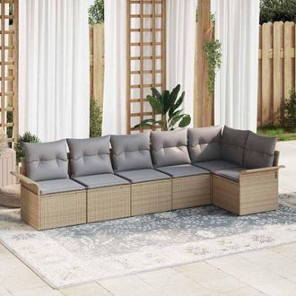 vidaXL Vidaxl - Conjunto De Sof&aacute; De Jard&iacute;n Con Coj&iacute;n 6 Pcs Beige Polirat&aacute;n