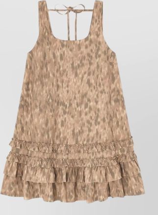 Ganni cotton mini dress layered skirt ruffle hem