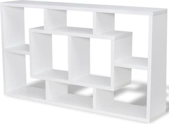 vidaXL Floating Wall Display Shelf 8 Compartments White Vidaxl