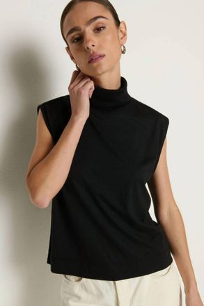 Nation Ltd Fable Turtleneck Tank In Jet Black