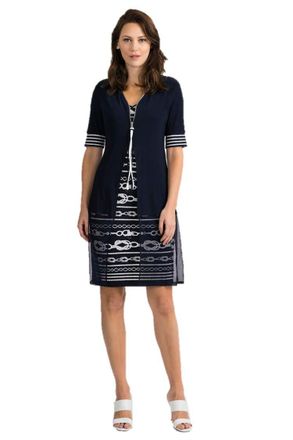 Joseph Ribkoff Midnight Blue & Vanilla Dress Style 201365 - Spring 2020 Collection (20)