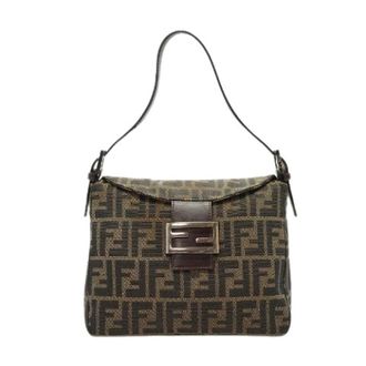 Fendi Pre-owned Shoulder Bags, female, Brown, Size: ONE SIZE Pre-owned Zucca Mamma Baguette