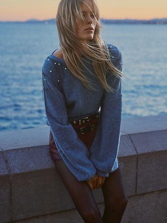 Pilcro Beaded Crew-Neck Sweater