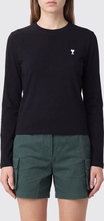 Ami T-shirt a maniche lunghe in cotone con logo a contrasto
