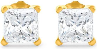 Pompeii3 1 1/4Ct Princess Cut Diamond Studs in 14k White or Yellow Gold Lab Grown