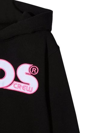 GCDS Oversized Cotton Hoodie Sweatshirt - Black