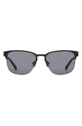 Fossil 56mm Rectangular Sunglasses in Matte Black/Grey at Nordstrom