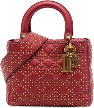 Dior Pre-owned Dior Medium Lambskin Cannage Studded Supple Lady Satchel Ladies PDH6ISQ3E57F1239