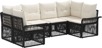 vidaXL Conjunto De Sof&aacute;s De Jard&iacute;n 6 Uds. 6-n&uacute;mero De Plazas Negro Vidaxl