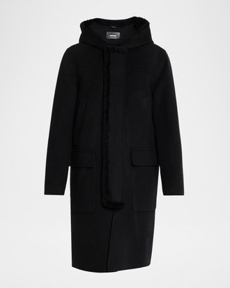 Mackage Men & apos;s Abraham Long Wool Coat with Shearling Trim